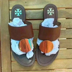 Tory Burch Paris Disk brown leather sandals